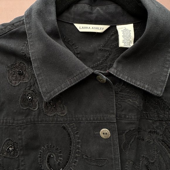 Laura Ashley Black Jean Jacket - Picture 10 of 12